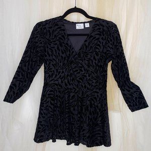 WOMEN WITH CONTROL Peplum Black Velvet Top